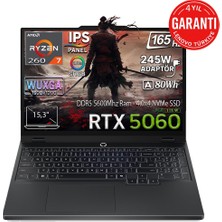 Lenovo Legion 5 15AHP10 Amd Ryzen 7 260 40GB 1tb SSD Rtx 5060 8gb (115W) Freedos 15.3" 165Hz Wuxga IPS Panel Taşınabilir Bilgisayar 83M00070TR-BS5
