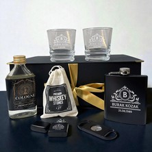 Hediyemen Premium Kişiye Özel Kutulu 2’li Viski Bardağı ve Aksesuar Seti
