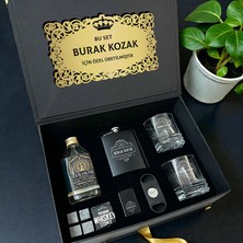 Hediyemen Özel Isimli Premium Viski Bardağı ve Taşlı Hediye Seti