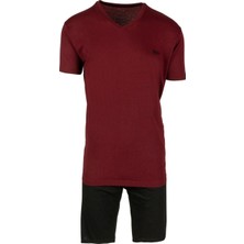 BSM Erkek Modal Pamuk Kısa Kollu V Yaka Serinleten Yazlık Pijama Takımı M