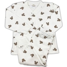 Sema Baby Mickey Mouse Bebek Pijama Takımı – Ekru 0-3 Ay