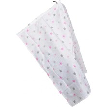 Sema Baby Pembe Yıldız Desenli Çok Amaçlı Emzirme Örtüsü %100 Koton 115 x 78 cm Özellikli