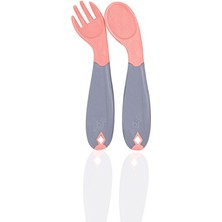 Beta Moda Hub  açılı Mama Kaşık Çatal Takımı 703 Gül Kurusu