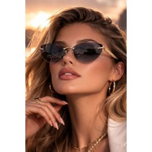 Modalucci Lüx Kristal Gold Örme Detaylı Siyah Kadın Güneş Gözlüğü