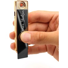 Kişiye Özel USB Şarjlı Alevsiz Sürgülü Çakmak (Siyah)