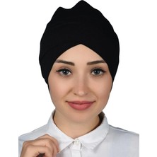 Altobeh Çapraz Dış Tesettür Bonesi Penye - Siyah