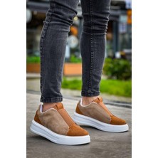 Beskar Premium KB-007    Vizon Taba Yüksek Taban Tek Bant Bağcıksız Günlük Erkek Ayakkabı