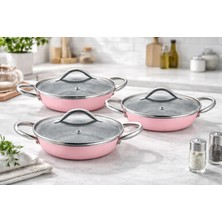 Netlon 6 Parça Granit Omlet Set Kapaklı Pembe