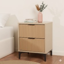 EUR075 2 Çekmeceli Komodin - Vizon  Yunus - 45 cm