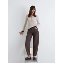 LC Waikiki Kahverengi Balloon Fit Kadın Jean Pantolon
