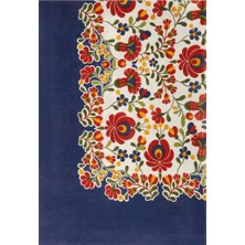 La Doublej Windflower Placée %100 Keten, Italyan Tasarımı Masa Örtüsü Mavi