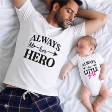 Venüs Dijital Always Her Hero Baba Kız Çocuk Tshirt Zıbın(Gözüken 1 Adet Zıbın Fiyatıdır.)