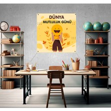 Deko Gonya Dünya Mutluluk Günü Fotoğraf Panosu Branda 100X100