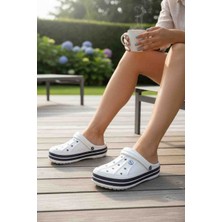 Moda Fiesta Beyaz Cross Terlik – Ortopedik, Kaymaz Taban, Günlük Ev & Bahçe Terliği