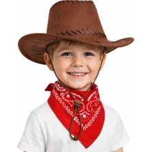 Sb Shopping Çuk Kovboy Şapka Kahverengi &amp; Kırmızı Bandana Seti