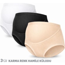 Qulat Yüksek Bel Hamile Külodu 3’lü Set – Karma Renk (Siyah/beyaz/ten)