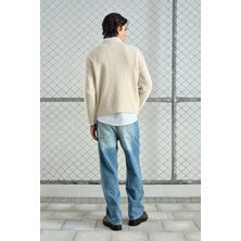 Bol Kesim Dokulu Fitilli  Triko Kazak