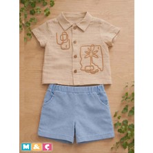 M.Ç Family Store Erkek Bebek Çocuk Bayram ve Özel Günler Için Kısa Kollu Şortlu Takım 2li Alt Üst Takım