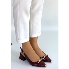 Hkursat Bordo Rugan Kadın Topuklu Ayakkabı