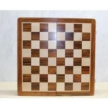 K-Yonlineticaret Özel Vernikli Mıknatıs Taşlı Ahşap Katlanabilir Kutulu Satranç Oyunu 30 cm