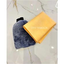 Euroist Oto Yıkama Seti: Mikrofiber Araba Yıkama Eldiveni ve Güderi Bez 50X70CM