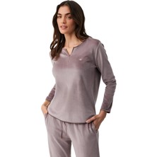 Penye Mood Kadın Mürdüm Pijama Takım 9729