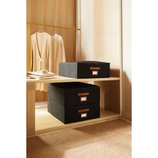 Ocean Home Textile 3'lü Siyah Renk Jüt Destekli Kutu Hurç Set 45 x 55 x 18 cm