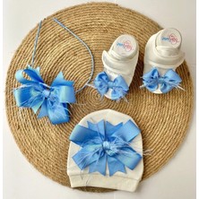 İrembaby Anne Bebek Mavi Bebek Şapkası ve Bebek Ayakkabısı Lohusa Takımı
