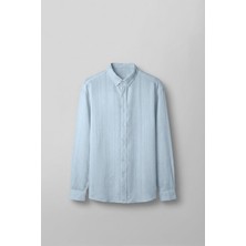 Abluka Online Erkek Relaxed Fit Ince Tekstürlü Gömlek Açık Mavi