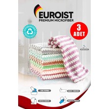 Euroist Mikrofiber Yumuşak Doku, Süper Emici Mutfak Bezi, Bulaşık Tezgah Bezi, Zikzak Desen (3 Adet)