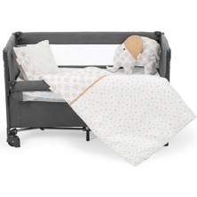 Sema Baby Ekru Fil Desenli 6 Parça Lüks Park Yatak Bebek Uyku Seti %100 Pamuklu Yumuşak Kumaş