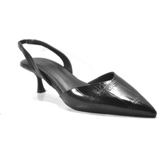 Beety 196.280 Siyah & Ekru Kısa Topuklu Kadın Şık Stiletto Ayakkabı