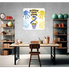 Deko Gonya 21 Mart Dünya Dowm Sendrom Günü - Bir Gülüşleri Dünyayı Değiştirir Temalı Fotoğraf Panosu Branda 100X100