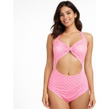 Bonbon Kadın Puantiye Desenli Boyundan Bağlamalı Sırtı Açık Body BB2324