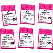 Albertos Ev Tipi Dikiş Makinesi Iğne Seti 6 Farklı Kalınlık 10'ar Adet Toplam 60 Adet Iğne 65-70-75-80-90-100