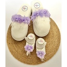 İrembaby Anne Bebek Lohusa Seti Lila Çiçekli Incili Lohusa Terliği Bebek Ayakkabısı