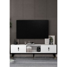 Demonte Decor 1387TV150DD-32 Tv Sehpası Beyaz-Siyah