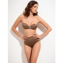 Lovekini Diva Shiny Green High Waist Bikini With Rose Gold Accessory