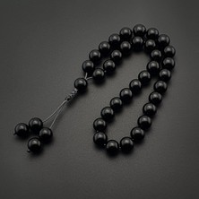 Seven Art Jewelry Orijinal Doğal Taş 8mm Siyah Akik 33'lü Tesbih, Erkek Hediye, El Yapımı Tesbih (Ayarlanabilir Imame)