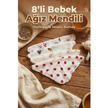 YUNUSOĞLU HOME 8'li Modern Desenli Müslin Bebek Ağız Mendili Günlük Kullanım Için Yumuşak Dokulu 25 x 25 cm