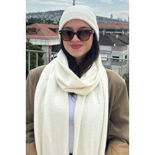 Mollycrush Kadın Beyaz Kışlık Atkı Bere Seti | Şık Örgü Set