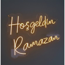 Atölye Matris Hoşgeldin Ramazan / Ramadan Mubarak Neon Tabela Dekoratif Aydınlatma 65 cm Günışığı / Beyaz Renk