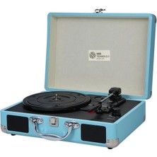 Sge Teknoloji Mavi Renk Nostaljik Şarjlı Pikap Plak Çalar Güç Özellikleri ve Şık Tasarım