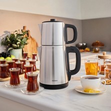 Karaca TeaBig XL 35 Çay Bardağı Kapasiteli 2 in 1 Çelik Çay Makinesi ve Su Isıtıcı Inox