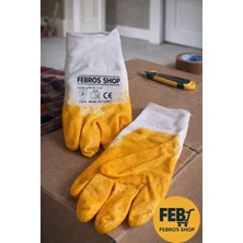 Iş Eldiveni 1 Çift Sarı Nitril Kaplı Kaymaz Dayanıklı Çalışma Eldiveni Işçi Eldiveni