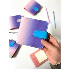 Kağıt Gemi Mini Boy Mor Pembe Tonlarda Mıknatıslı Pu Deri Kapaklı 80 Yaprak Sürdürülebilir Ajanda/planner/binder Defter(Çizgili, Değiştirilebilir Sayfa)