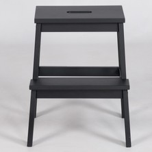 FASTWOOD Basamaklı Ahşap Tabure Siyah Renk