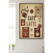 Safir Design Kahve Severlere Özel Retro Illüstrasyonlu Çerçeveli Tablo