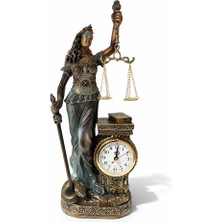 15X10 cm Polyester Saatli Adalet Figürü