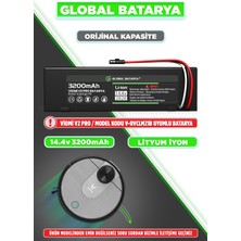 Global Batarya Viomi V2 Pro Uyumlu Akıllı Robot Süpürge Bataryası 14.4V 3200mAh Li-ion Pil (Orijinal Kapasite)